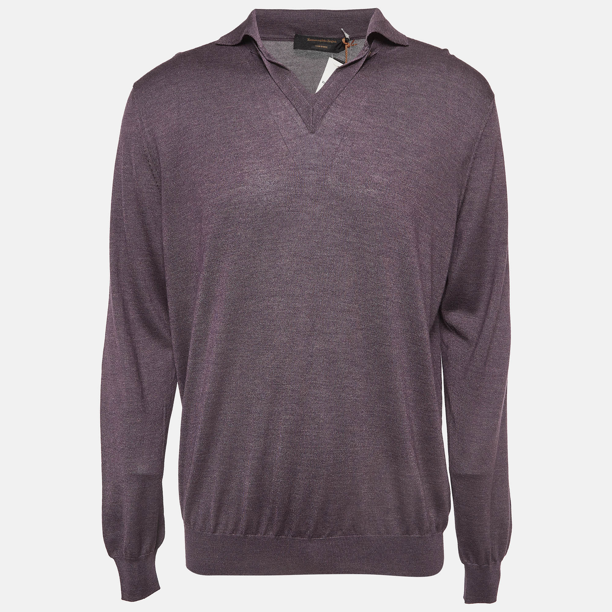 

Ermenegildo Zegna Purple Cashmere Blend Knit Polo T-Shirt