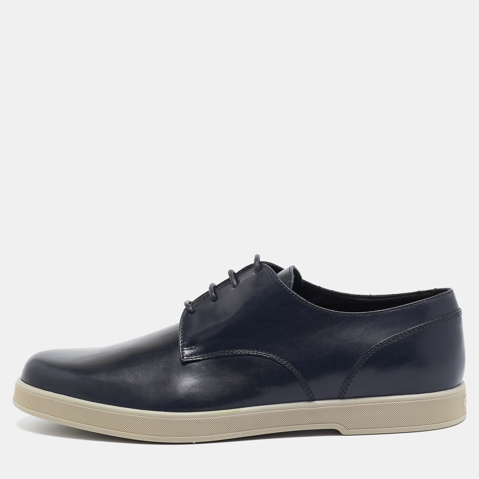 

Ermenegildo Zegna Navy Blue Leather Derby Size