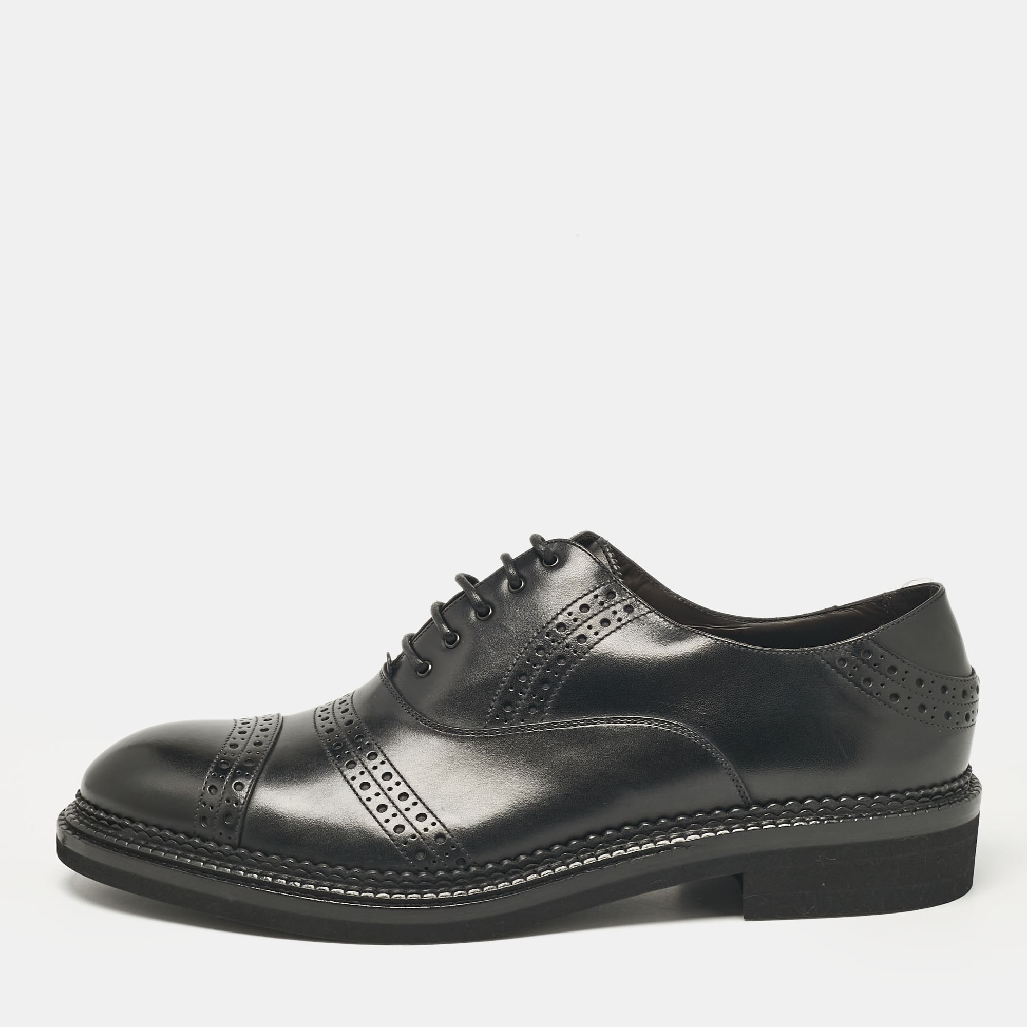 

Ermenegildo Zegna Black Leather Lace Up Oxfords Size 44