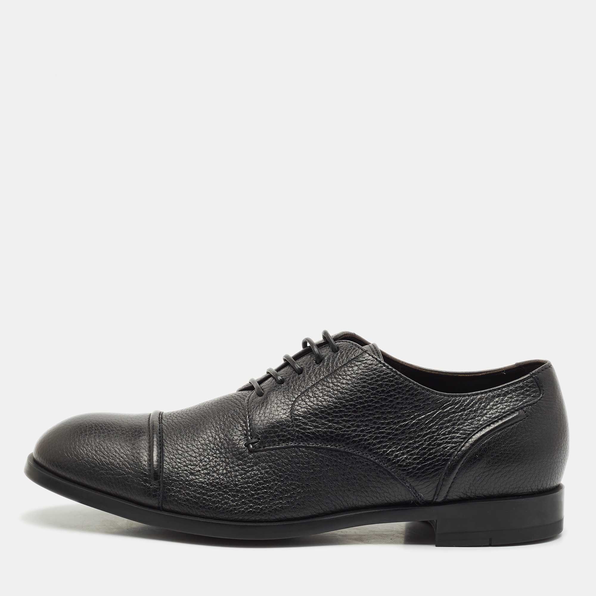 

Ermenegildo Zegna Black Leather Lace Up Derby Size 43.5