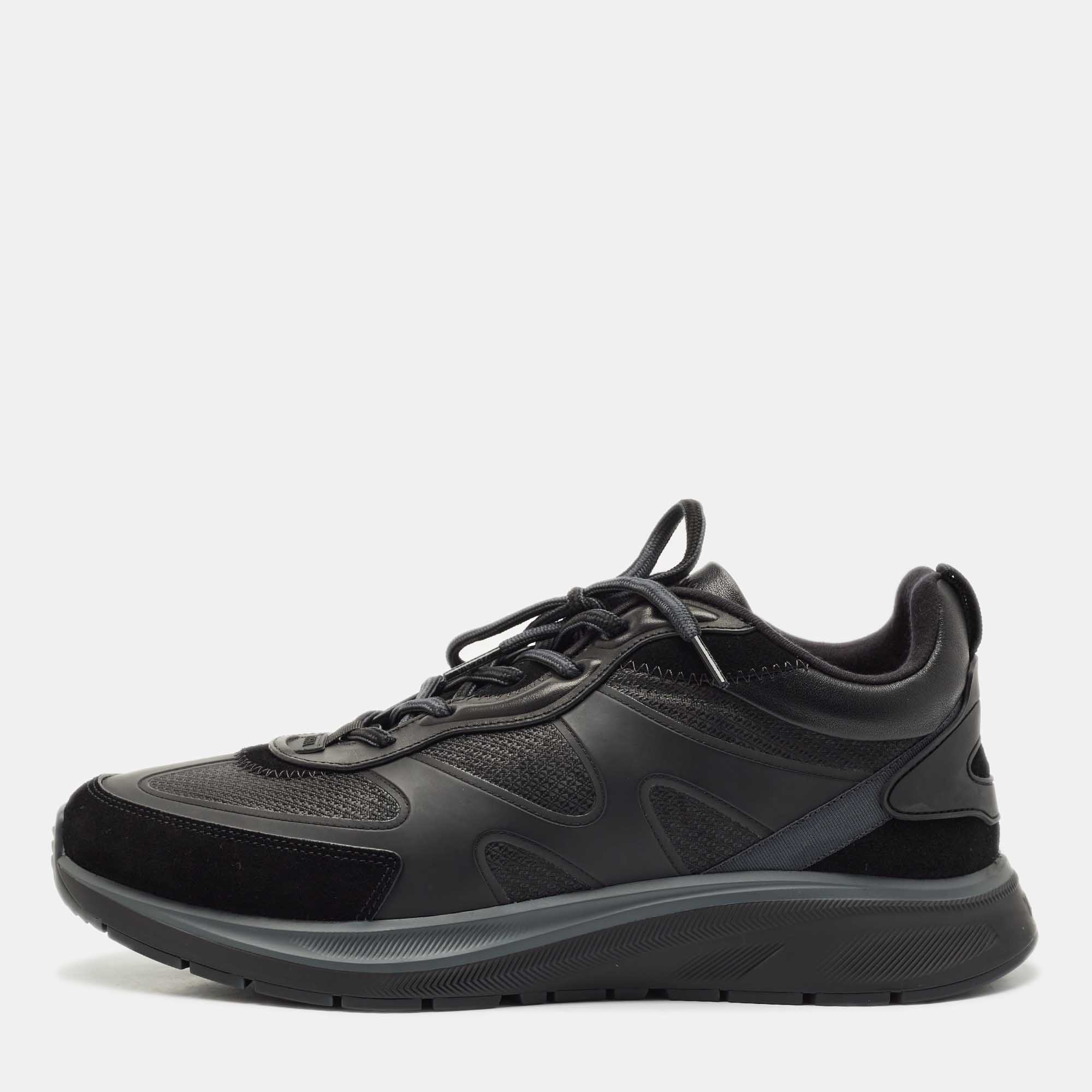

Ermenegildo Zegna Black Leather and Suede Ute Runner Sneakers Size 43.5