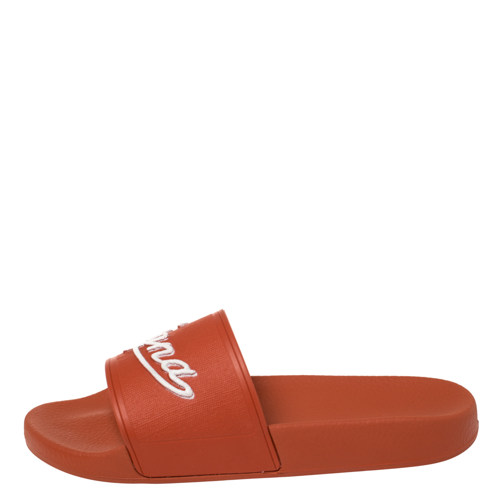 

Ermenegildo Zegna Orange Rubber Pool Slide Sandals Size