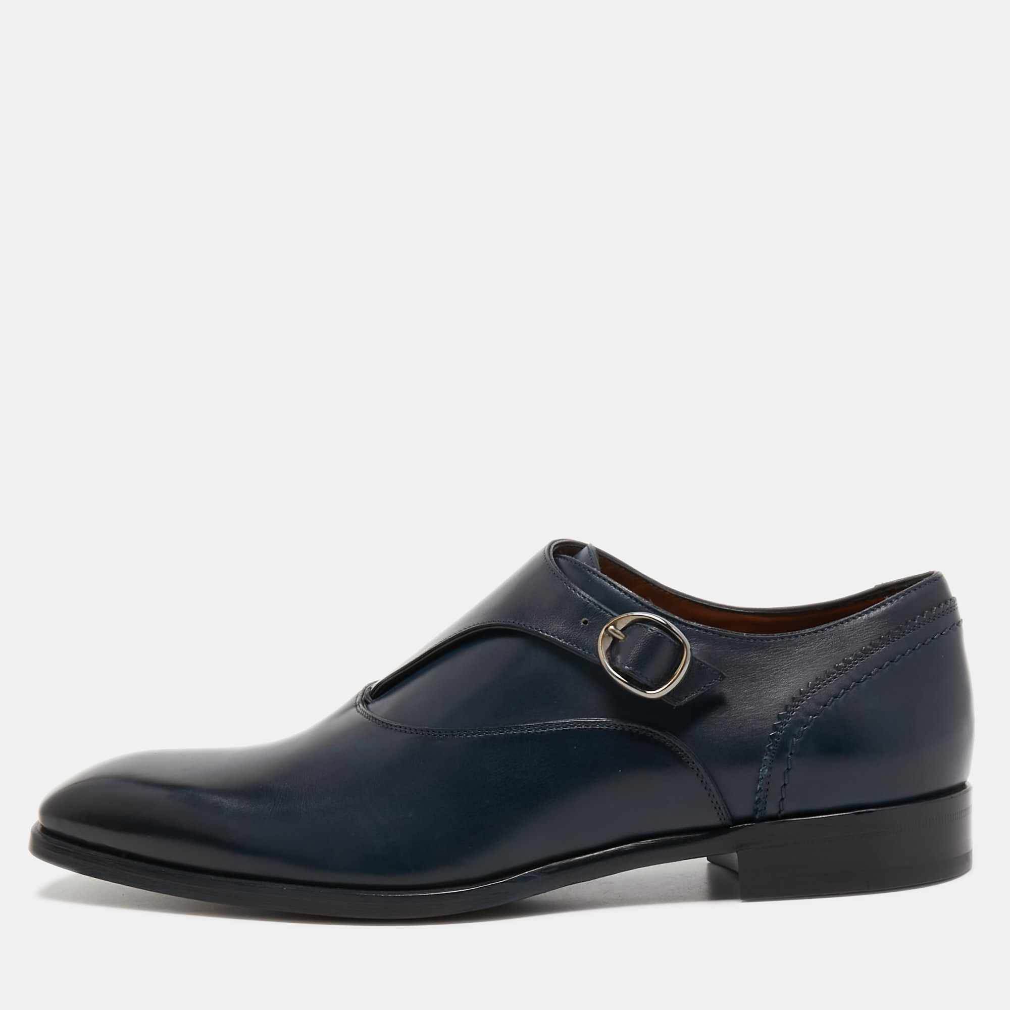 Ermenegildo Zegna Two Tone Leather Monk Strap Oxfords Size 43.5