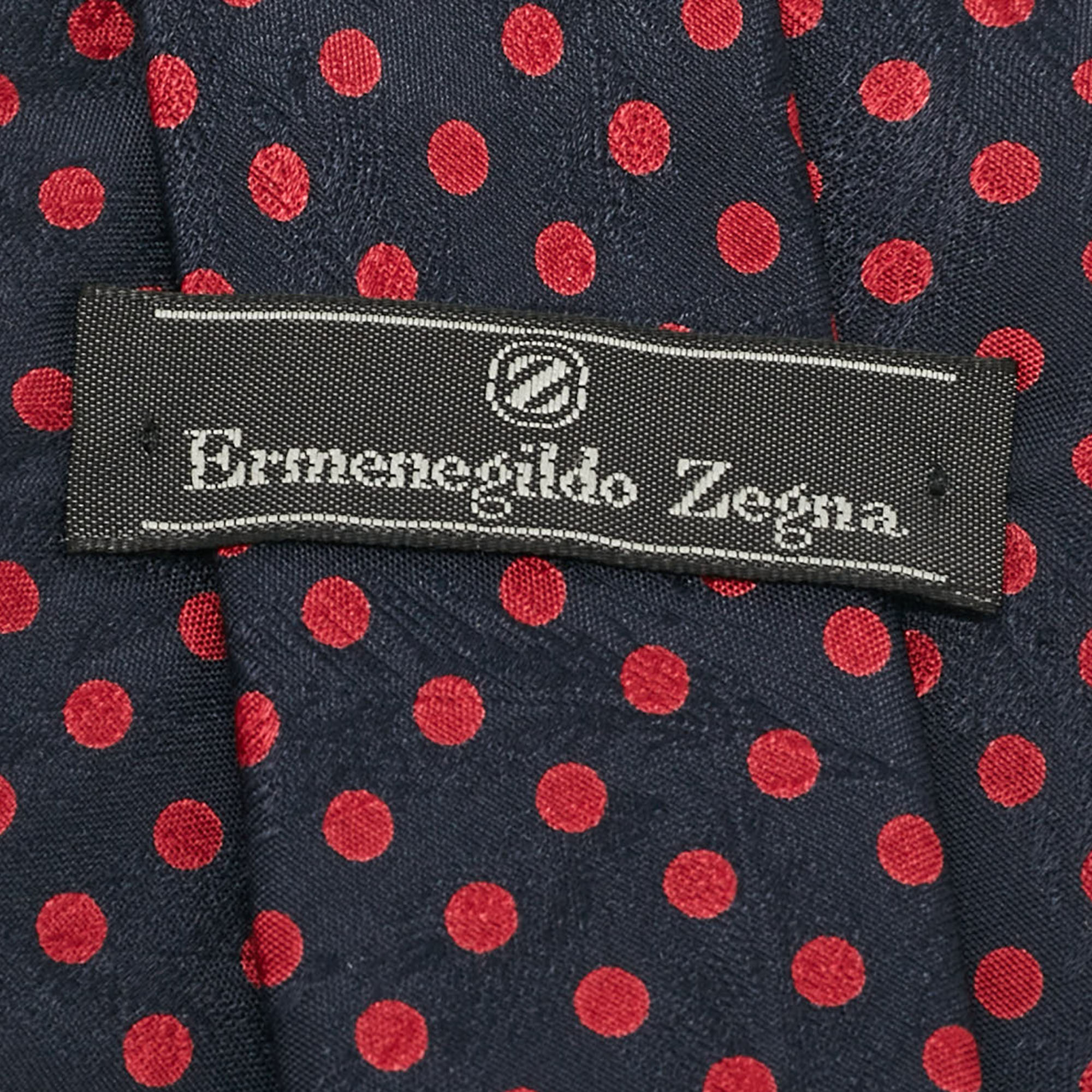 Ermenegildo Zegna Vintage Blue Dots Pattern Silk Traditional Tie 