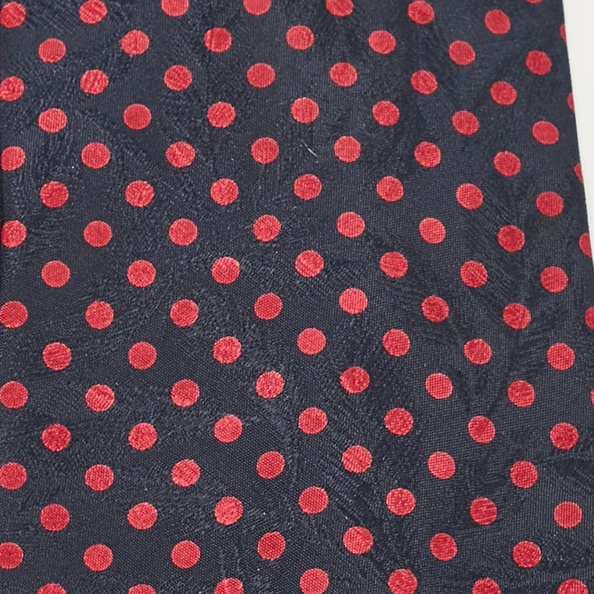 Ermenegildo Zegna Vintage Blue Dots Pattern Silk Traditional Tie 