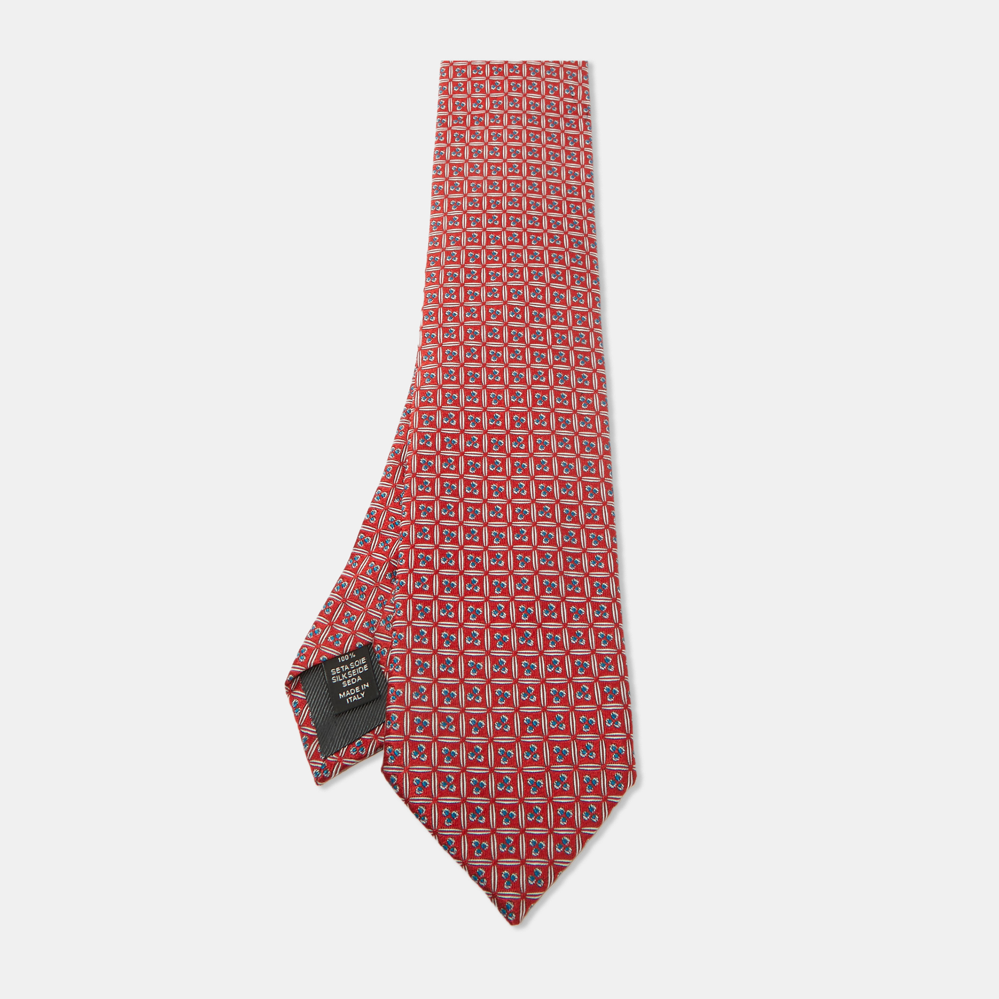 

Ermenegildo Zegna Red Jacquard Silk Tie