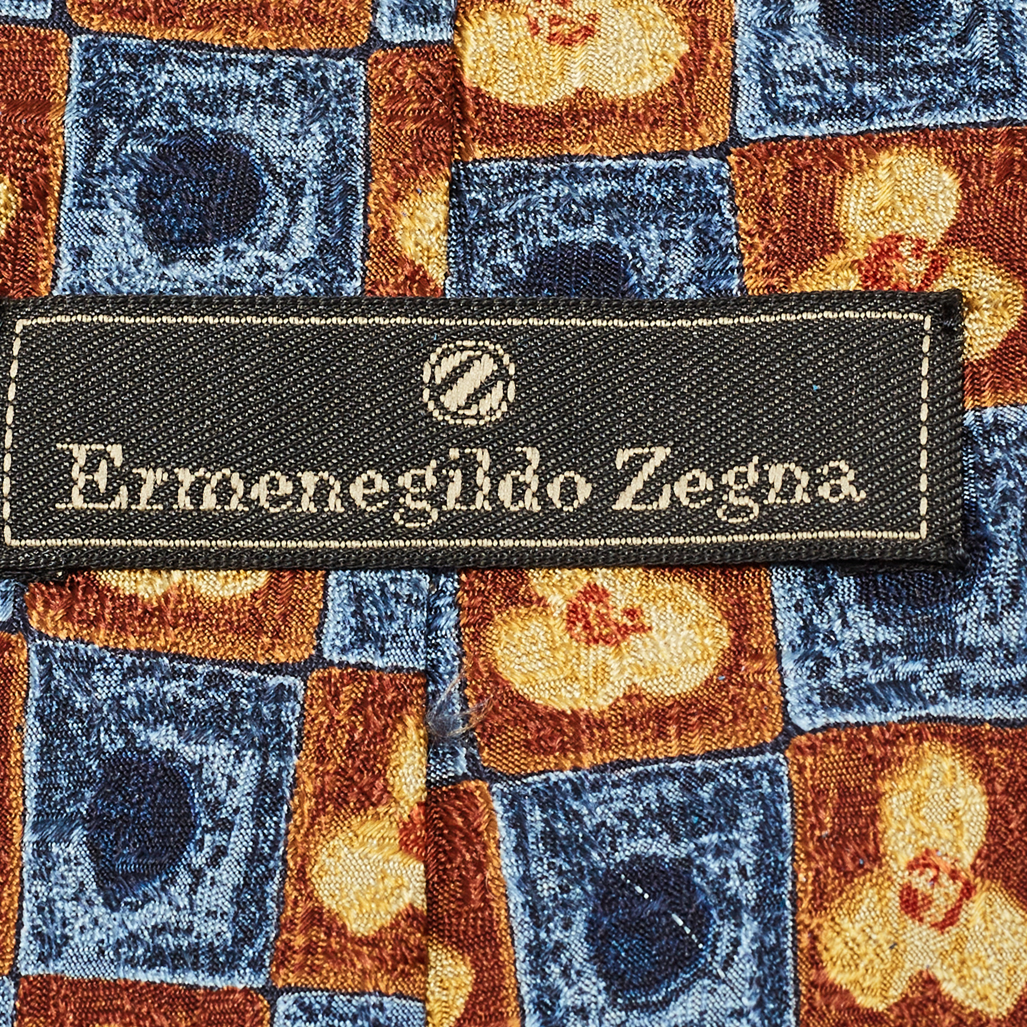Ermenegildo Zegna Vintage Multicolor Printed Silk Traditional Tie 