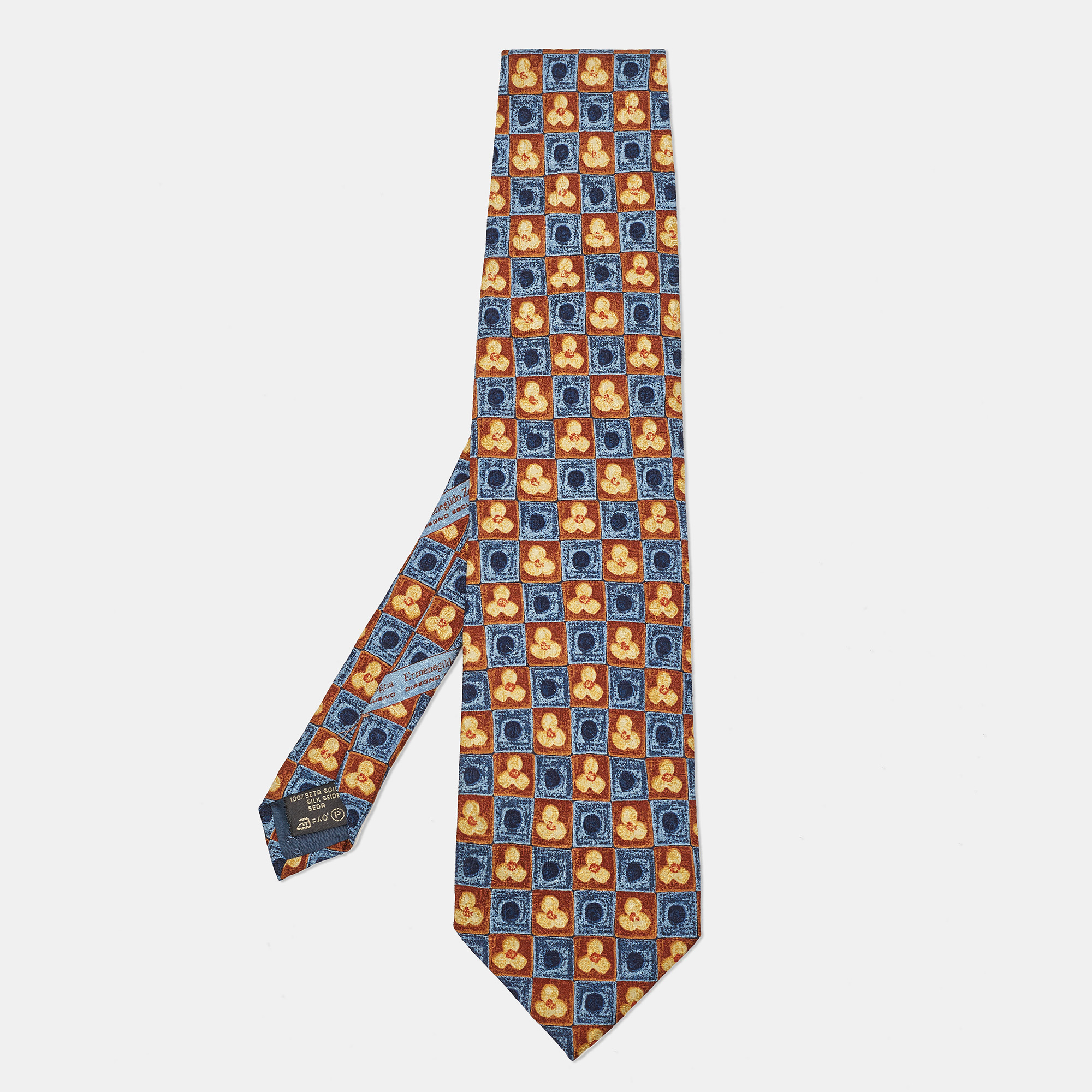 

Ermenegildo Zegna Vintage Multicolor Printed Silk Traditional Tie