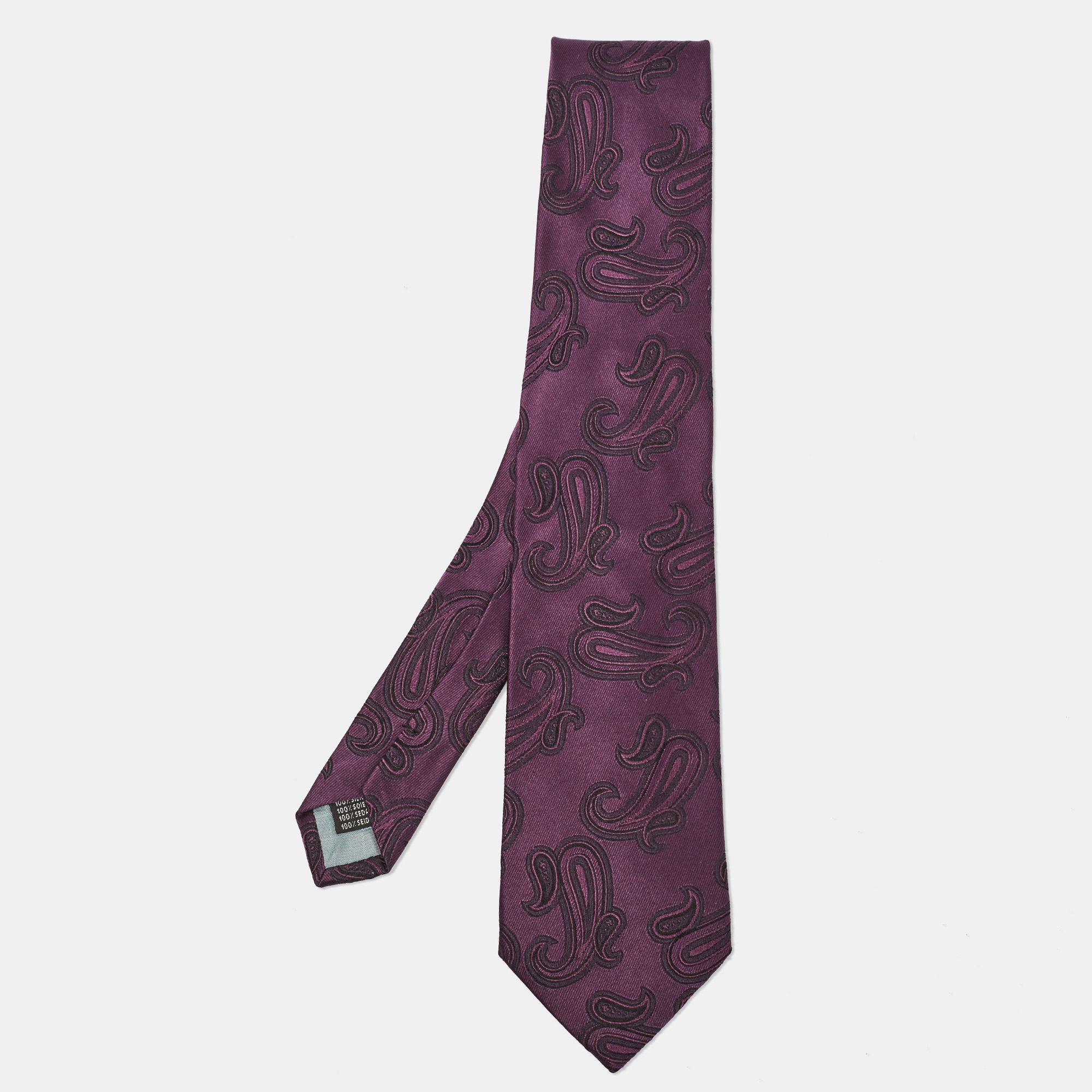 

Ermenegildo Zegna Purple Paisley Silk Classic Tie