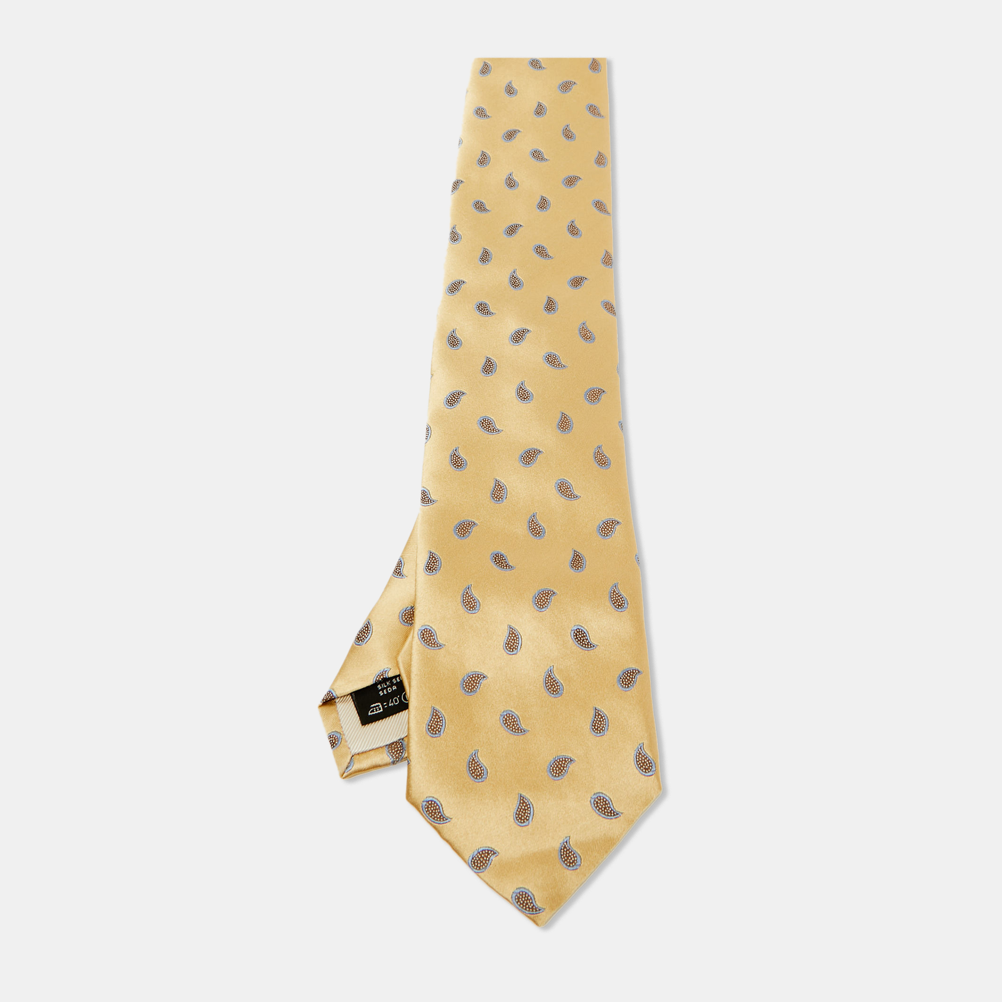 

Ermenegildo Zegna Yellow Paisley Motif Silk Classic Tie