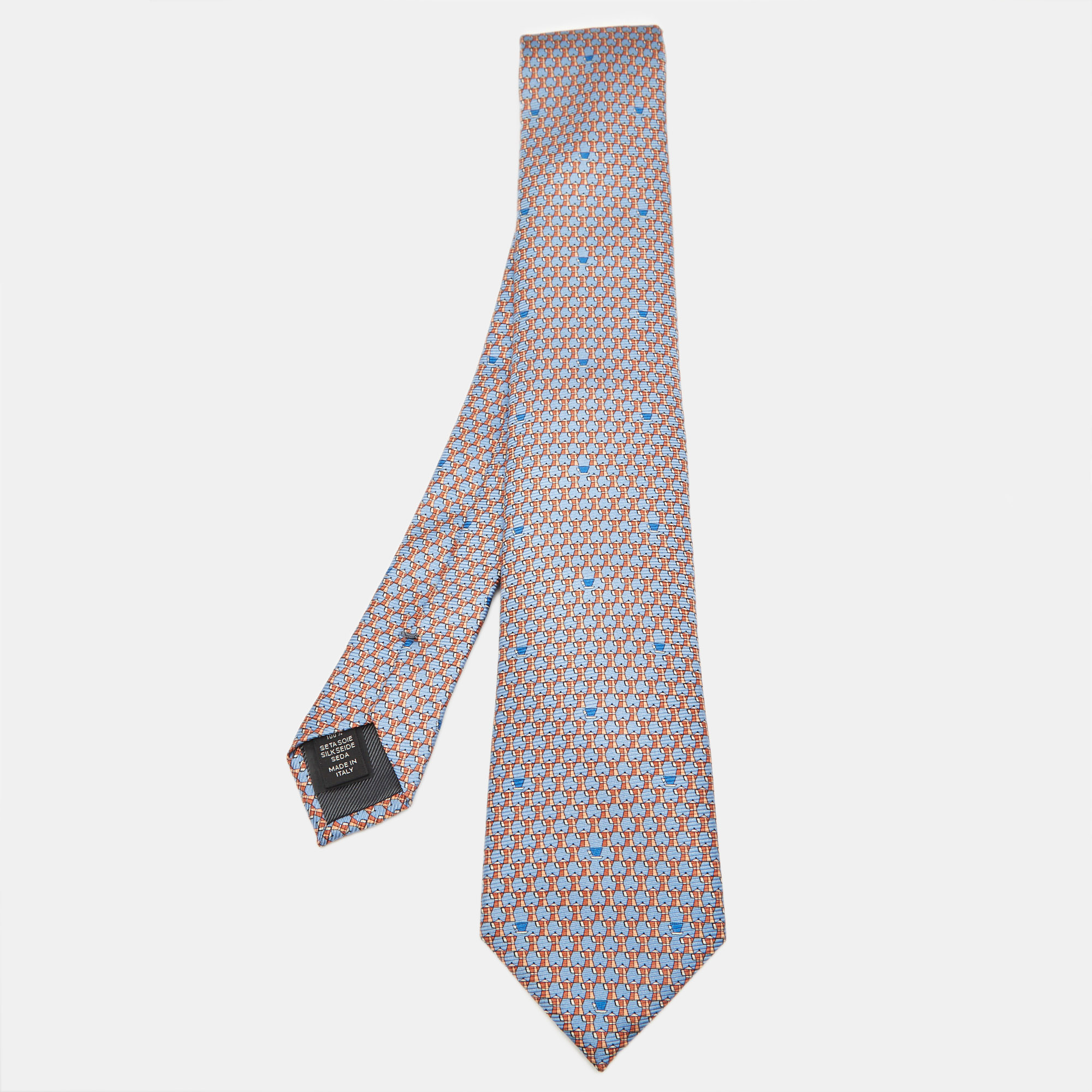 

Ermenegildo Zegna Blue Printed Silk Tie