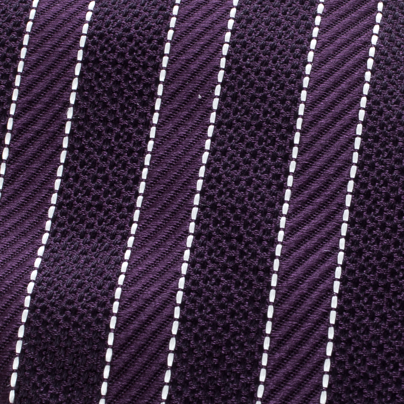 

Ermenegildo Zegna Purple Diagonal Striped Silk Jacquard Tie