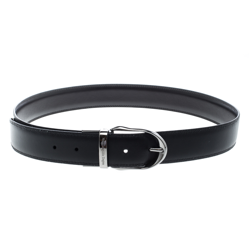 مملوكة مسبقًا Ermenegildo Zegna Black Leather Belt 90cm