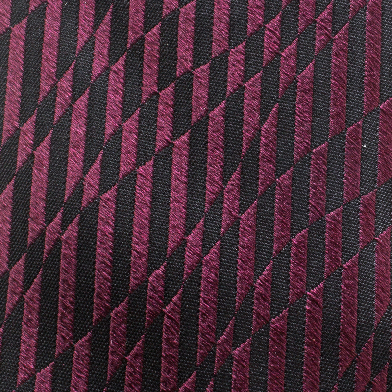 Pre-owned Ermenegildo Zegna Burgundy And Black Patterned Silk Jacquard Tie