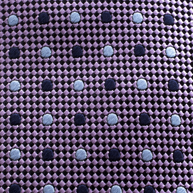 

Ermenegildo Zegna Navy Blue and Purple Dotted Silk Jacquard Tie