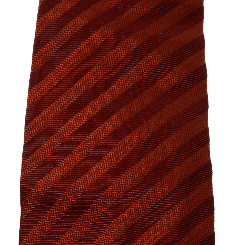 Pre-owned Ermenegildo Zegna Brown And Maroon Chevron Pattern Diagonal Striped Traditional Tie