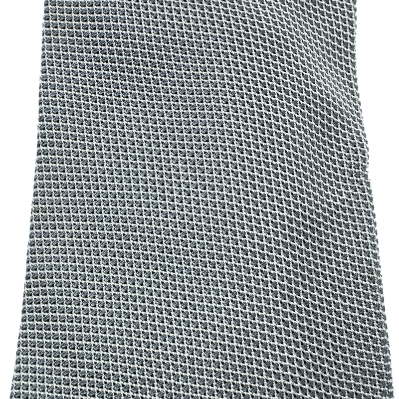 

Ermenegildo Zegna Grey and White Patterned Knit Silk Traditional Tie