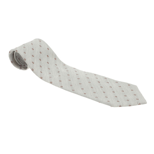 Pre Owned Ermenegildo Zegna Grey Polka Dot Tie