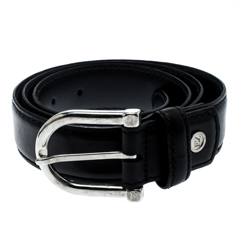 

Ermenegildo Zegna Black Leather Buckle Belt