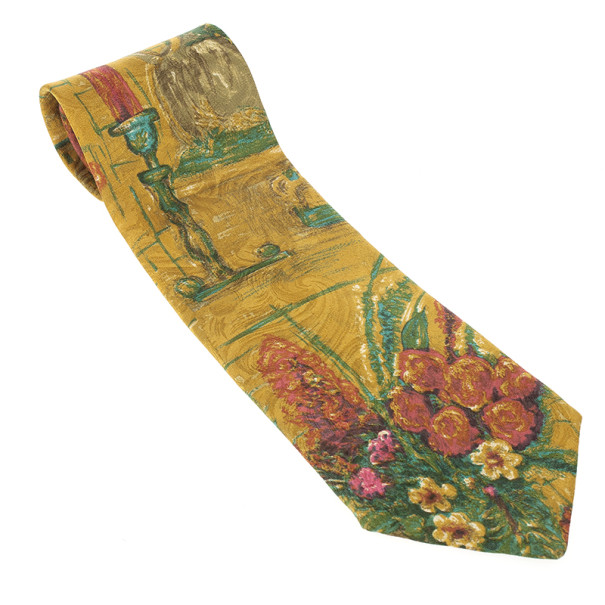 Pre Owned Ermenegildo Zegna Printed Silk Tie