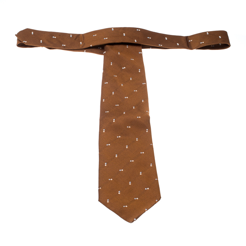 Pre-owned Ermenegildo Zegna Brown Patterned Silk Jacquard Tie