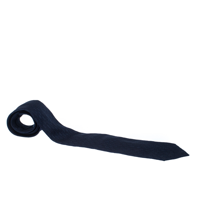 Pre Owned  ربطة عنق ايرمنيجيلدو زينيا كلاسيك حرير بنقوش زخرفة جاكارد زرقاء كحلية