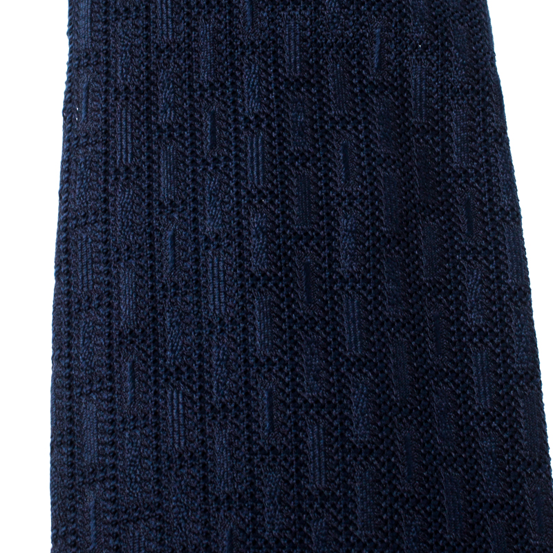 

Ermenegildo Zegna Navy Blue Silk Knit Jacquard Classic Tie