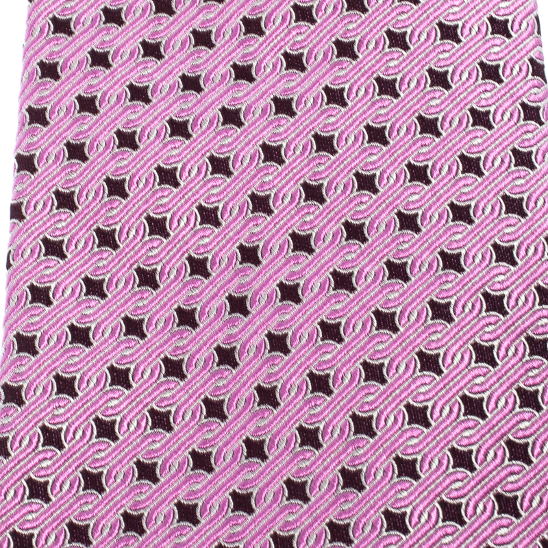 

Ermenegildo Zegna Pink Chain Link Pattern Silk Jacquard Tie