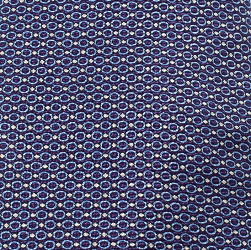 

Ermenegildo Zegna Blue Ring Pattern Silk Jacquard Classic Tie