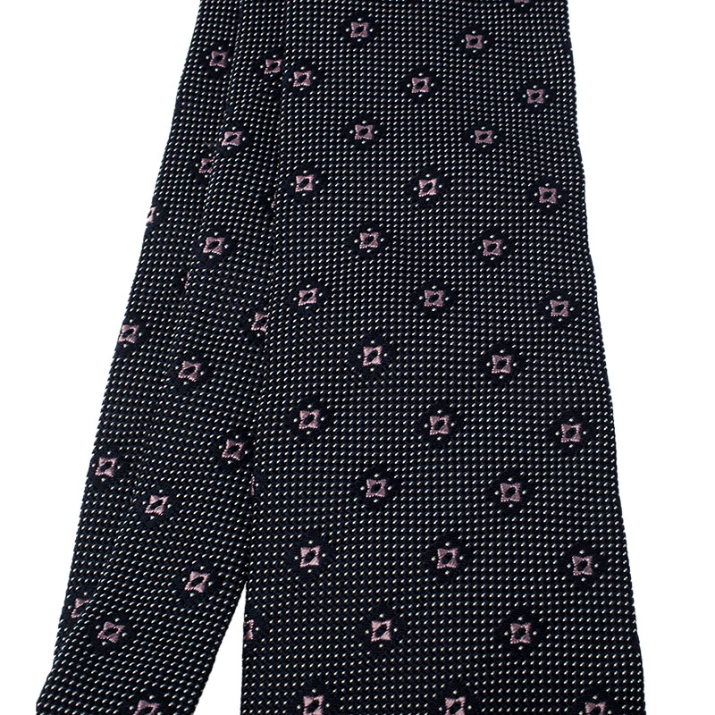 

Ermenegildo Zegna Couture Monochrome Floral Dotted Jacquard Silk Tie, Black