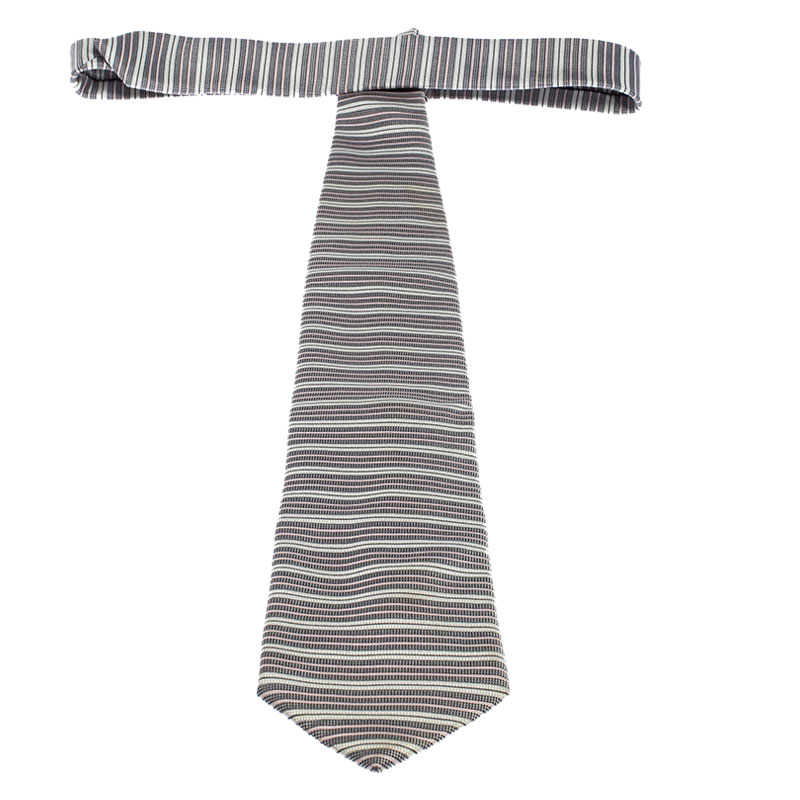 Pre-owned Ermenegildo Zegna Monochrome Striped Silk Tie In Multicolor