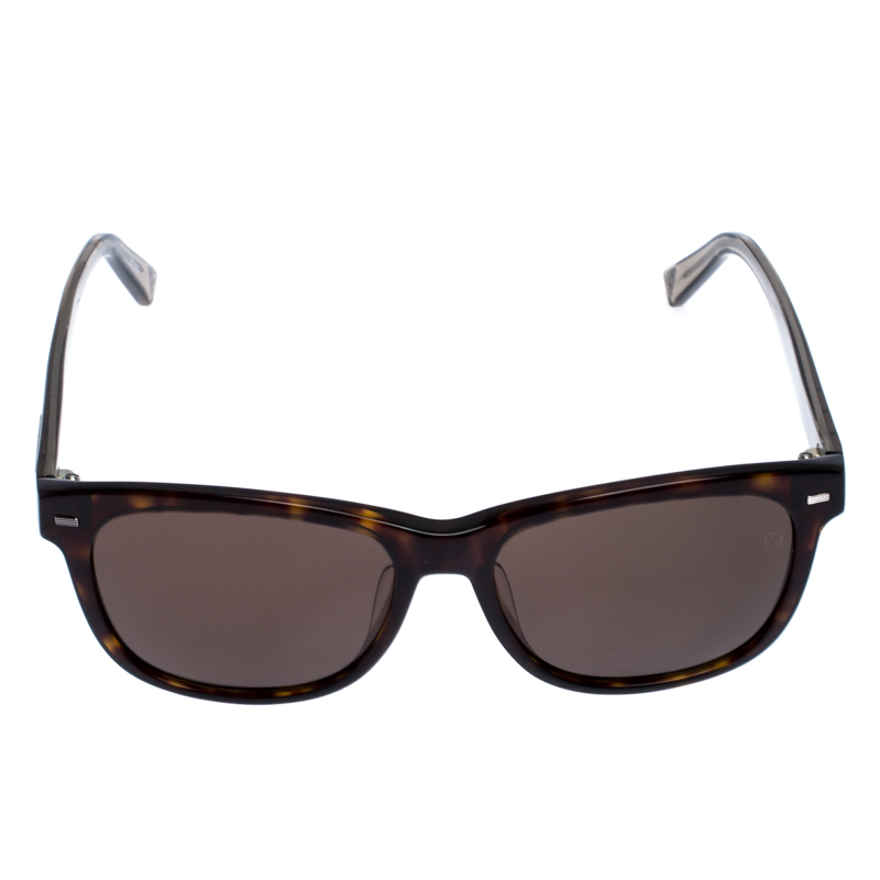 

Ermenegildo Zegna Brown EZ 0028FN Tortoise Shell Square Sunglasses