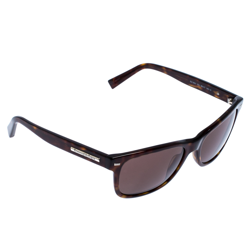 Ermenegildo Zegna Brown EZ 000152J Tortoise Shell Square Sunglasses