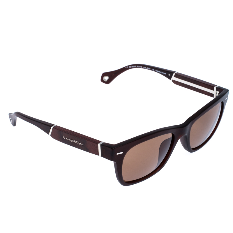  Ermenegildo Zegna Brown Gradient Polarized Navigator Wayfarers Sunglasses
