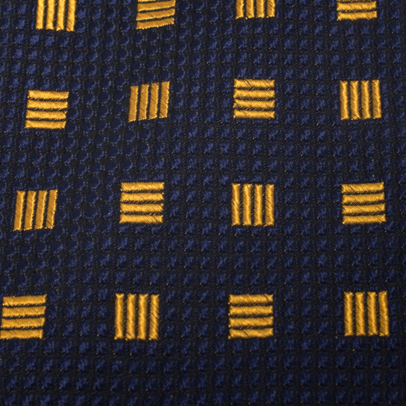 

Ermenegildo Zegna Vintage Navy Blue Geometric Jacquard Silk Tie
