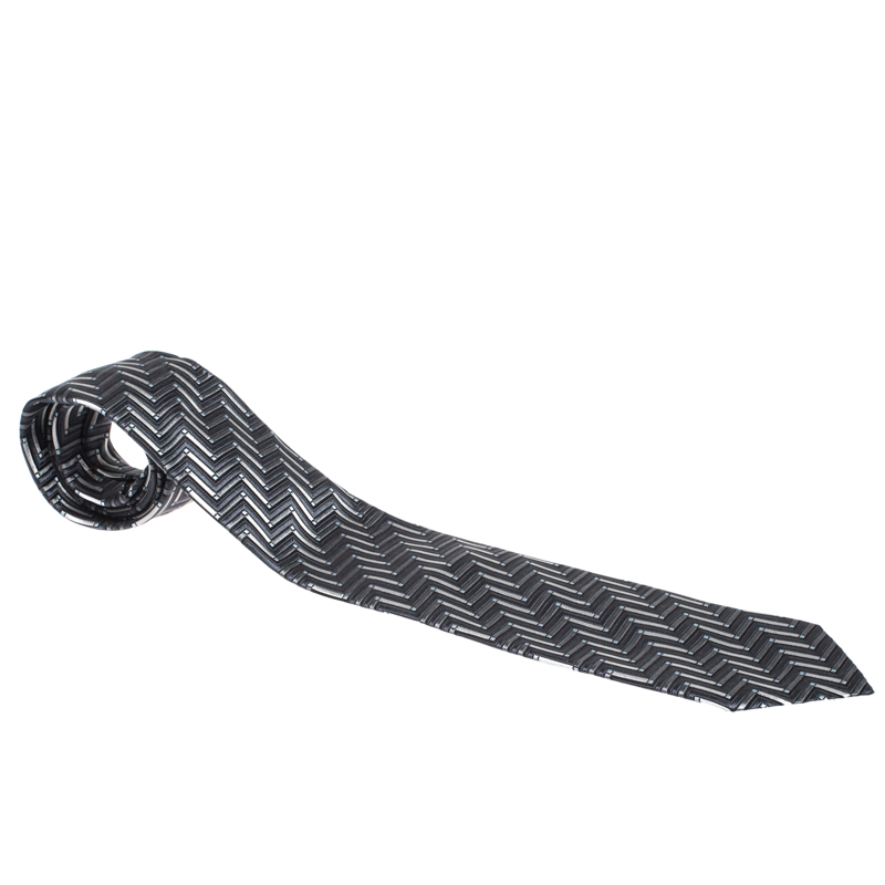 

Ermenegildo Zegna Vintage Grey Geometric Patterned Jacquard Silk Tie