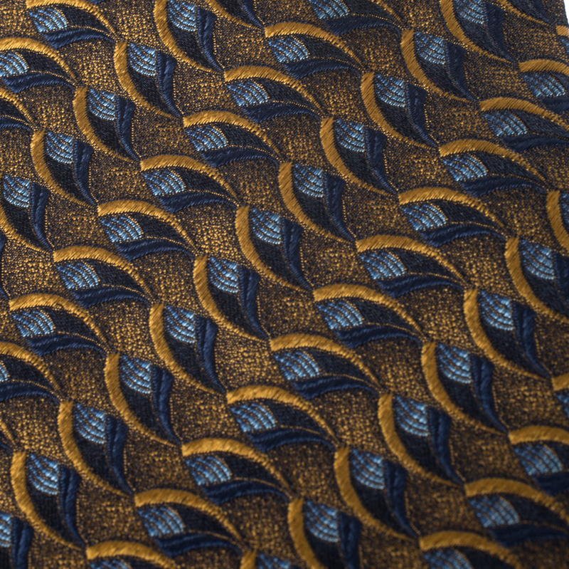 

Ermenegildo Zegna Vintage Dull Gold & Blue Jacquard Silk Tie