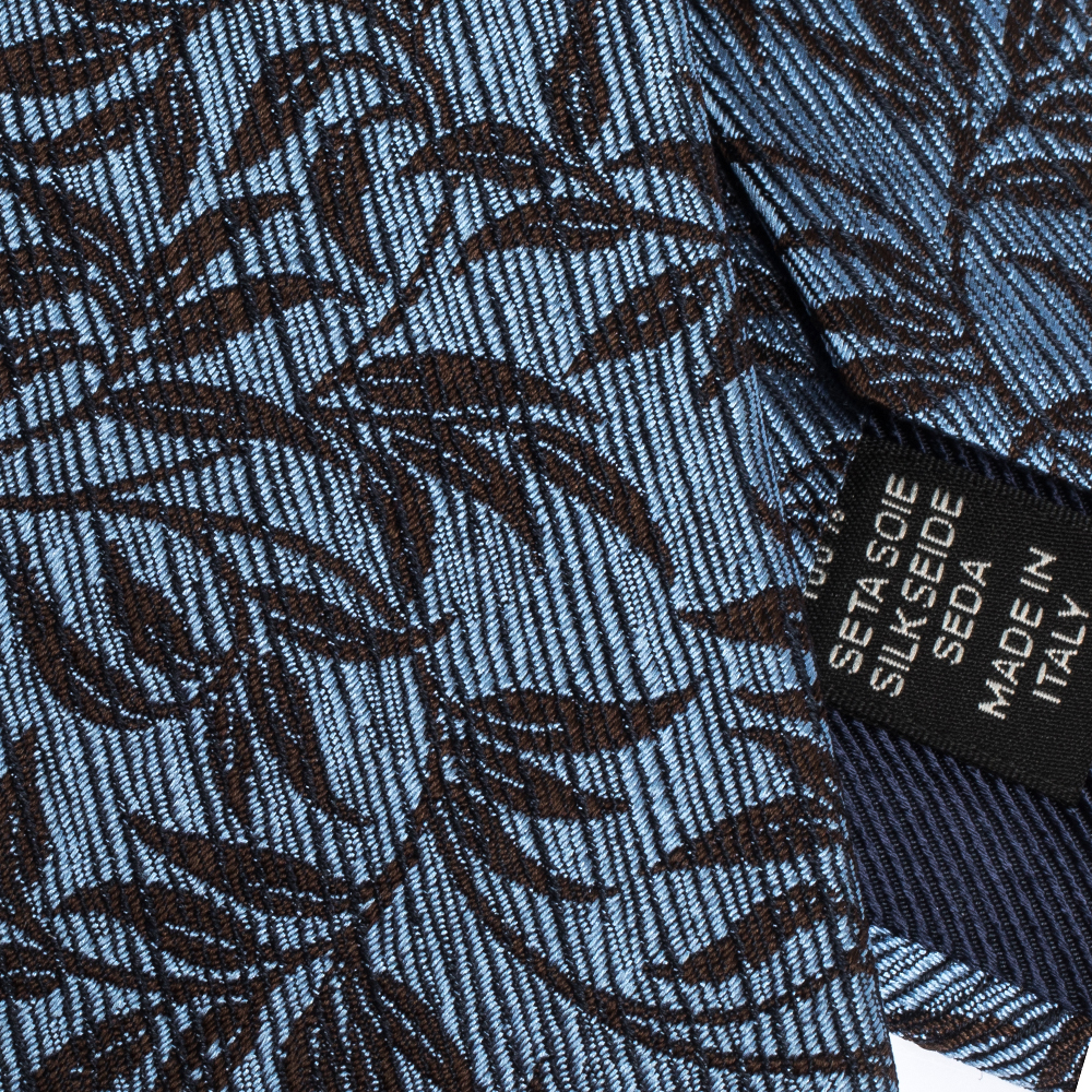 

Ermenegildo Zegna Blue Floral Silk Jacquard Tie