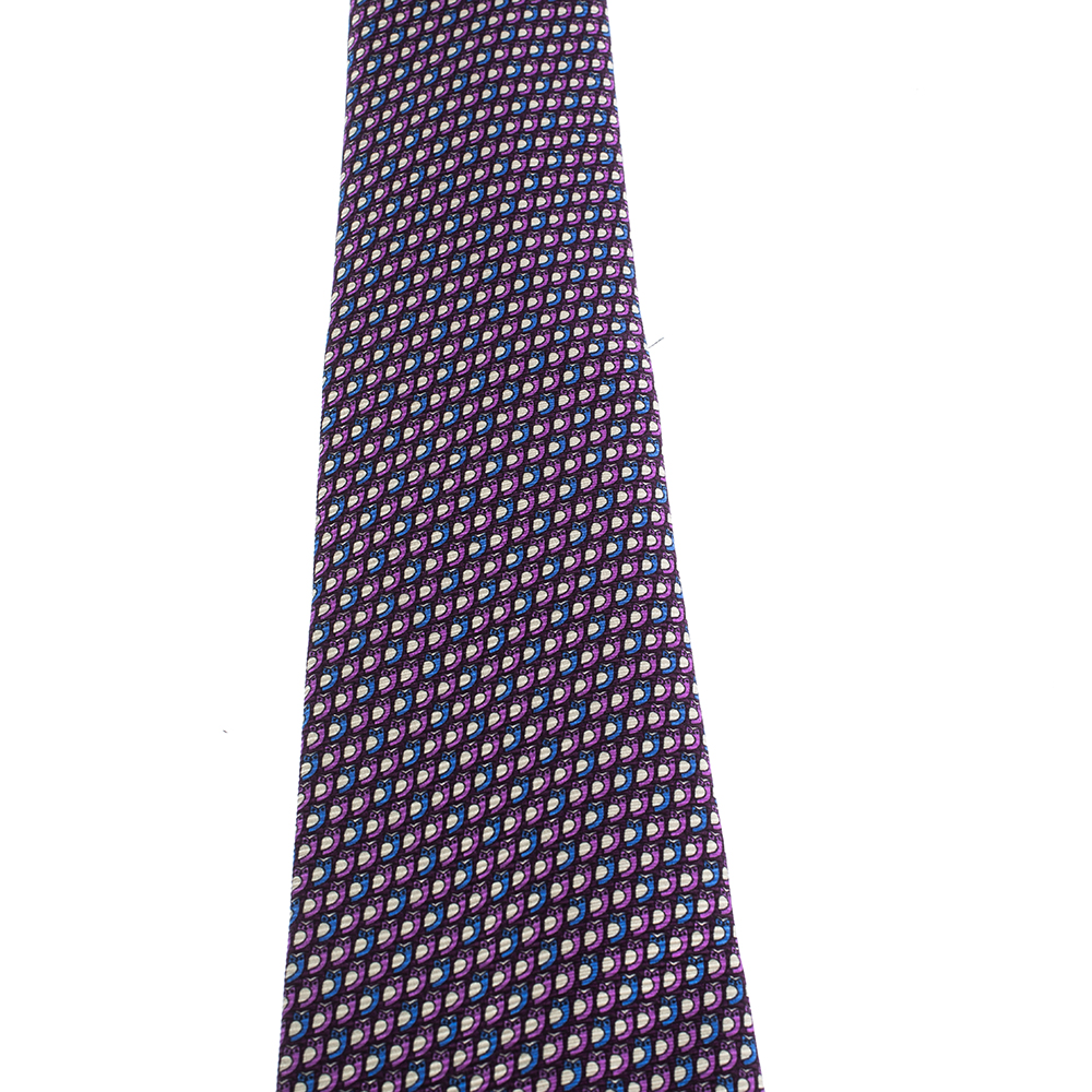 

Ermenegildo Zegna Vibrant Purple & Blue Abstract Printed Silk Tie