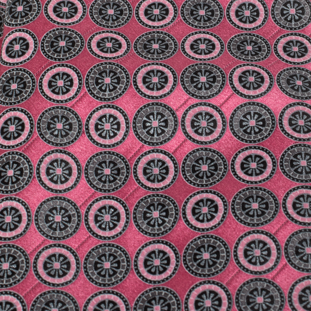 

Ermenegildo Zegna Pink Geometric Floral Patterned Silk Tie