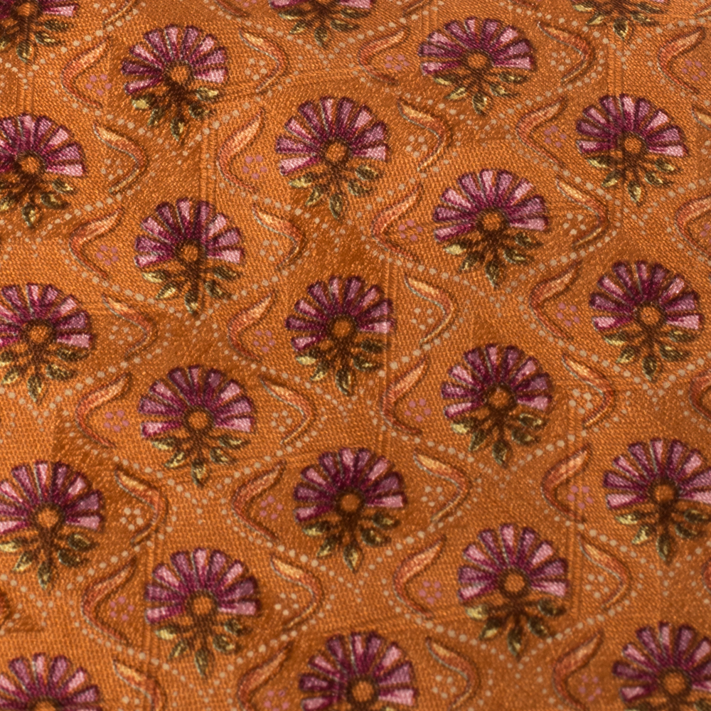 

Ermenegildo Zegna Disegno Esclusivo Orange Floral Patterned Silk Tie