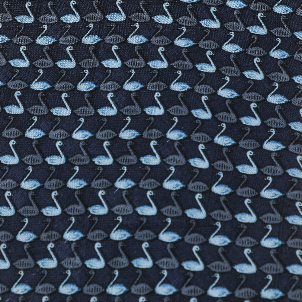 

Ermenegildo Zegna Blue Swan Print Silk Tie, Navy blue