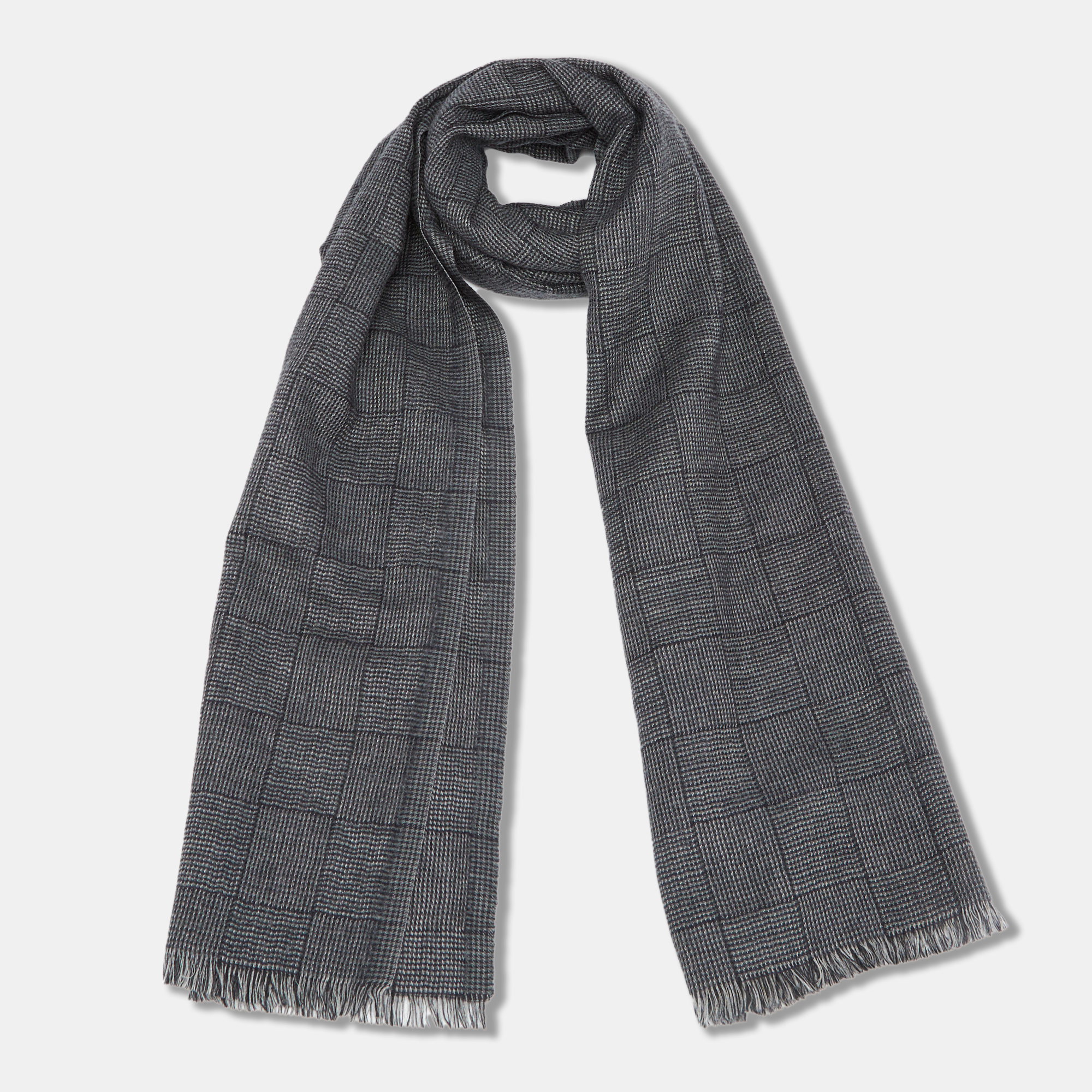 

Ermenegildo Zegna Grey Basket Weave Check Cashmere Scarf