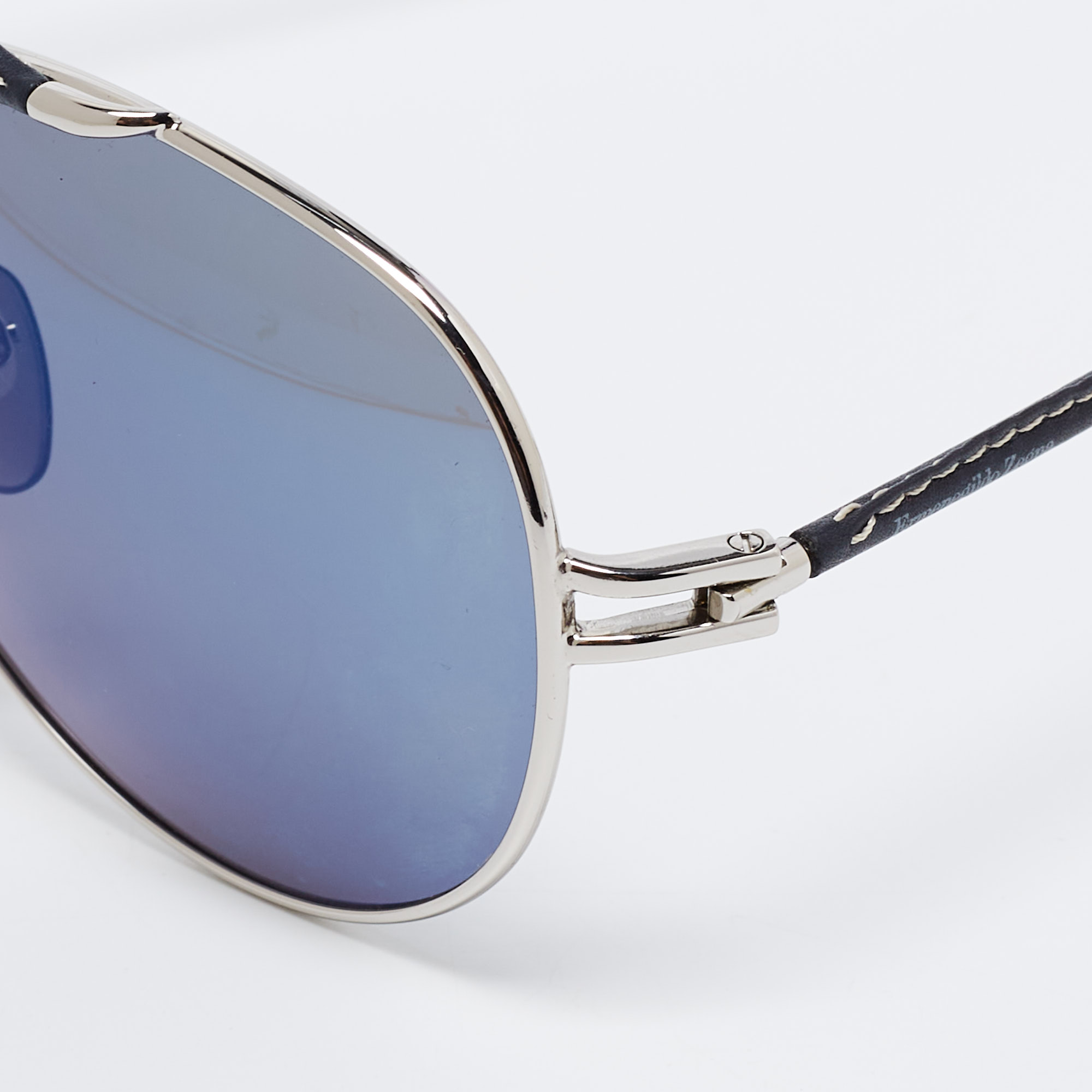 

Ermenegildo Zegna Navy Blue SZ 3016 Aviator Mirrored Sunglasses