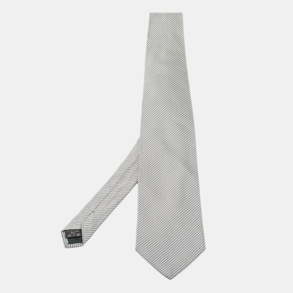 Pre-owned Ermenegildo Zegna Silver Patterned Silk Tie
