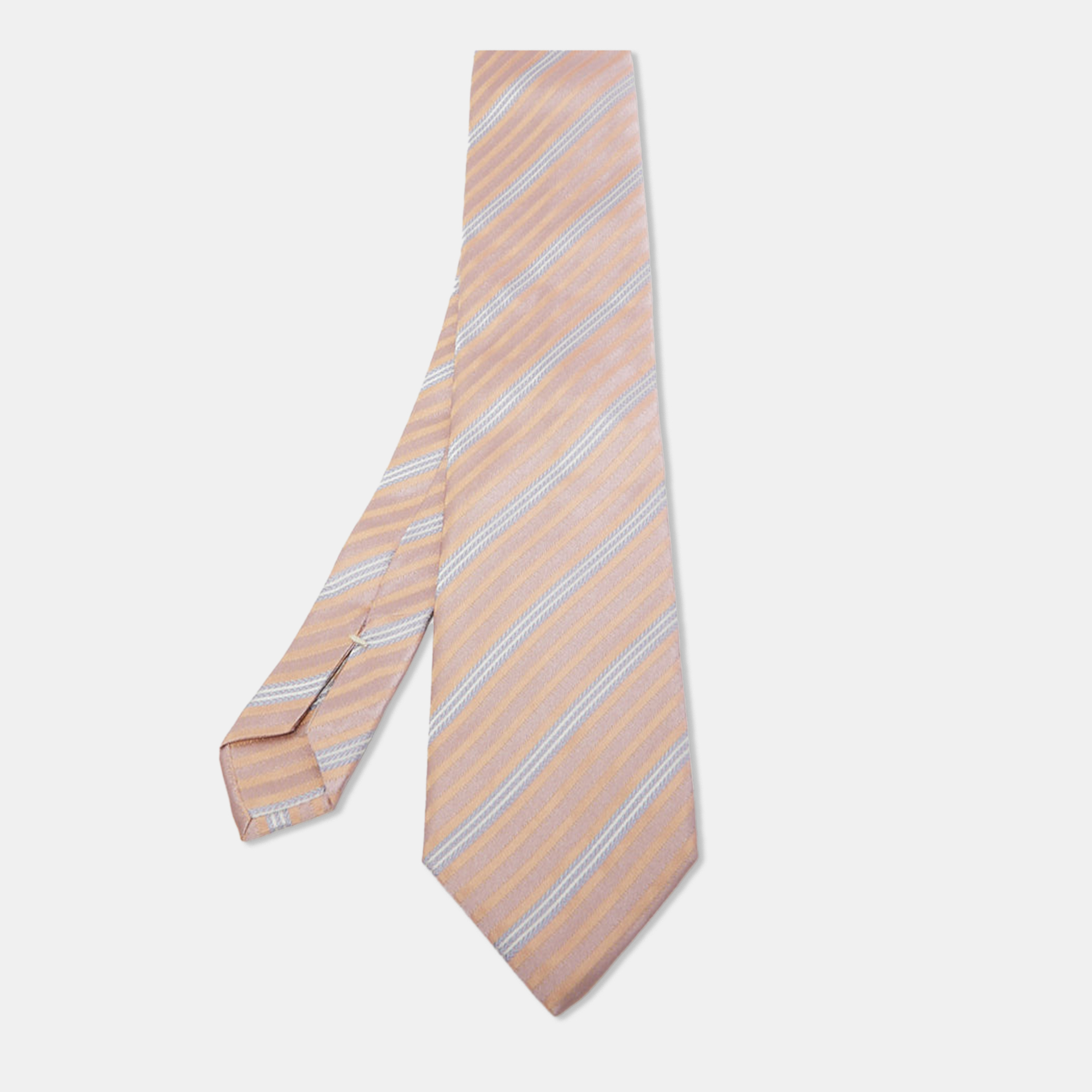 Pre-owned Ermenegildo Zegna Pink Patterned Silk Jacquard Tie