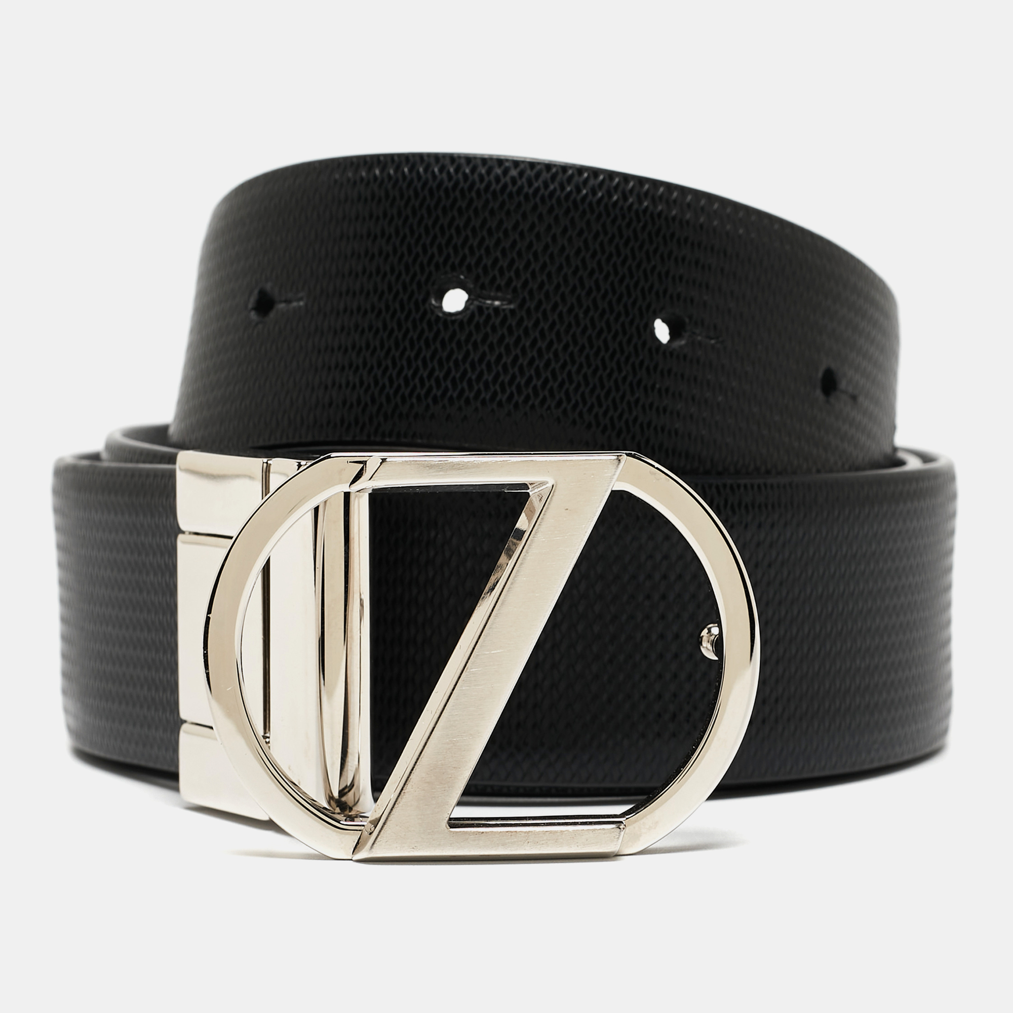 

Ermenegildo Zegna Black Leather Reversible Buckle Belt