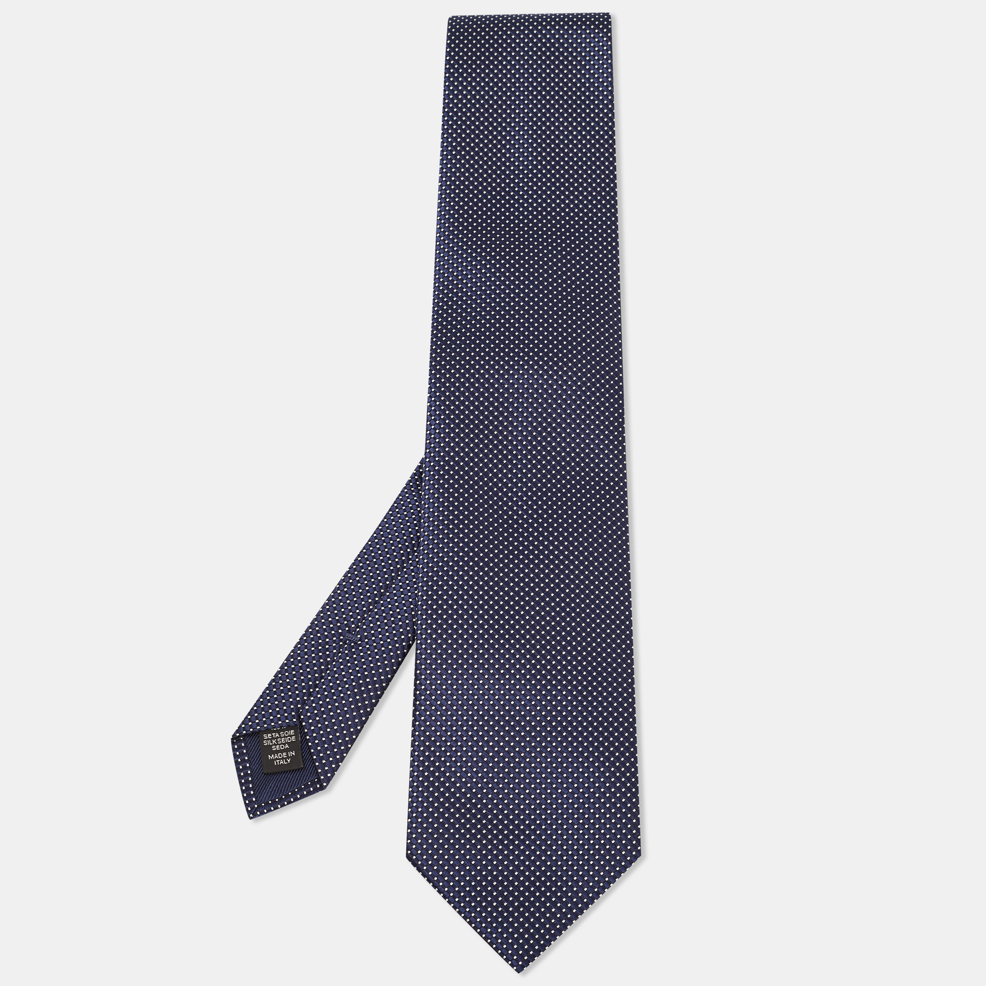 Pre-owned Ermenegildo Zegna Navy Blue Patterned Silk Tie