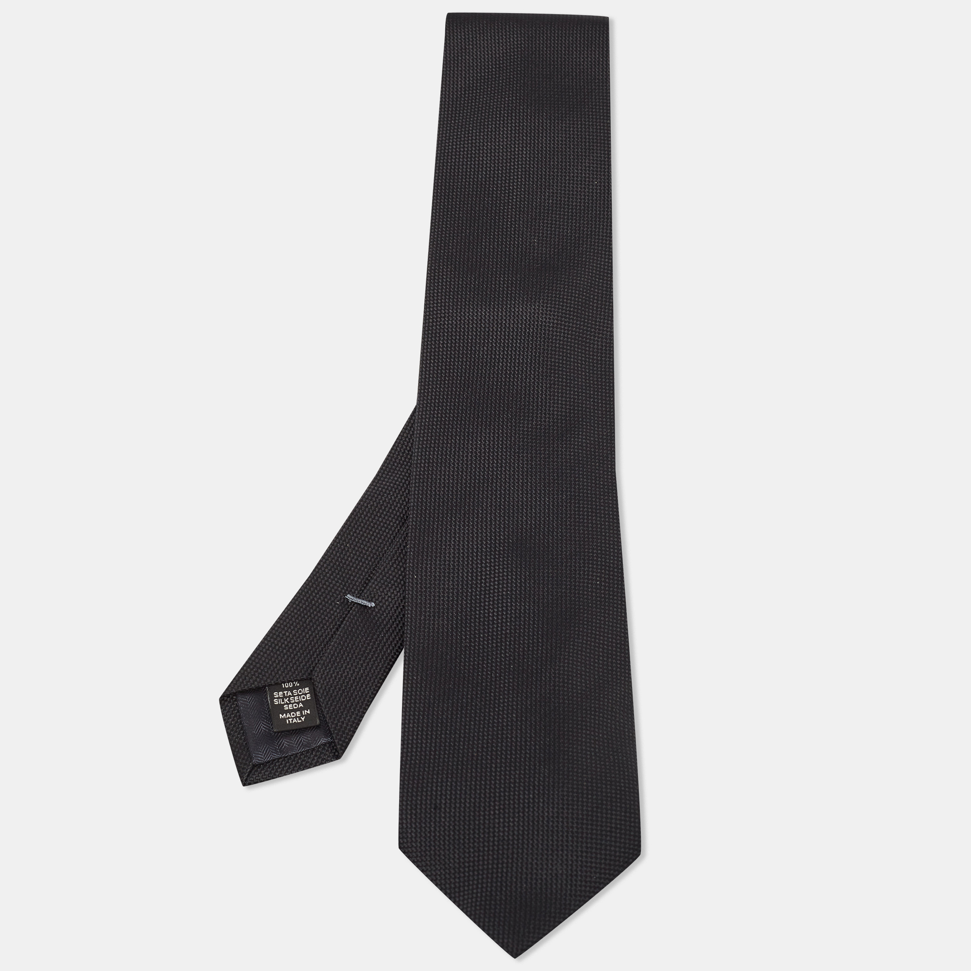 

Ermenegildo Zegna Black Patterned Silk Tie