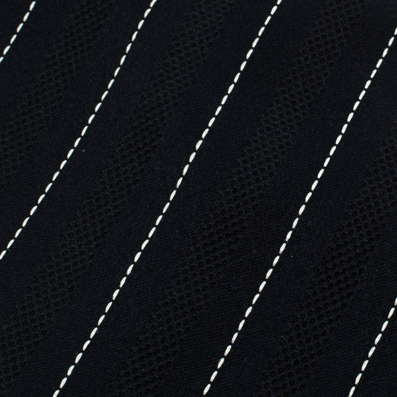 

Ermenegildo Zegna Navy Blue Textured Striped Silk Tie